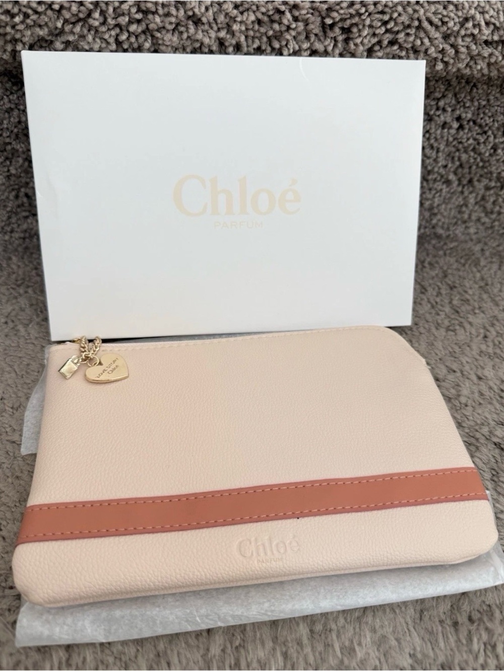 Chloe beauty Blush Pink Cosmetic Pouch with Contrast Trim
